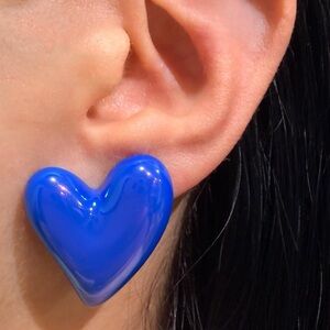 Large blue heart studs